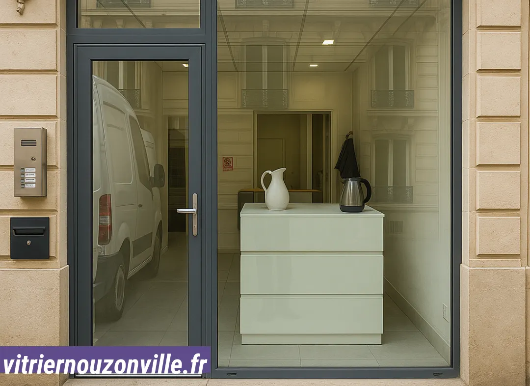 Façade vitrine de magasin en aluminium sur mesure à Nouzonville